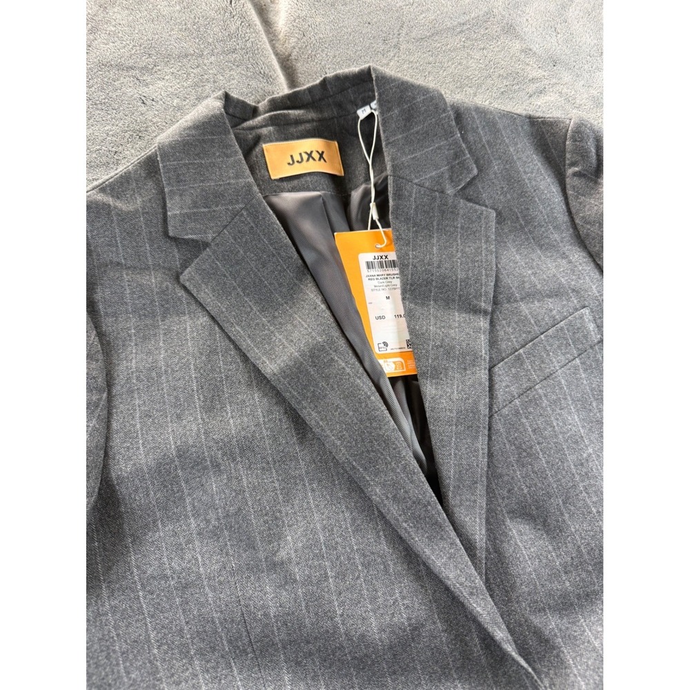 NWT JJXX women's Mary Brushed Reg Blazer TLR SN Dark Grey Pinstripe - Picture 7 of 11